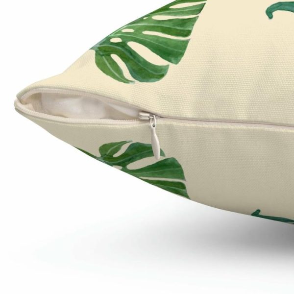 Throw Pillows | Green Monstera Leafy Printed Throw Pillow, 20" × 20" Home Decoration Throw Pillows