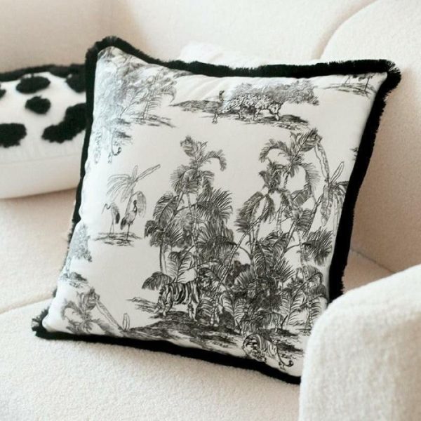 Throw Pillows | Vintage Black Jungle Painting Decorative Pillow Cover Home Decoration Throw Pillows