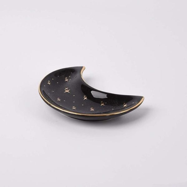 Trays & Storages | Black And Blue Half Moon Ceramic Trinkets Decor Trays & Storages