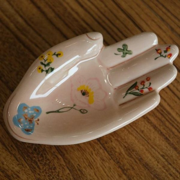 Trays & Storages | Decorative Glazed Porcelain Hand Sculpture Trinket Decor Trays & Storages