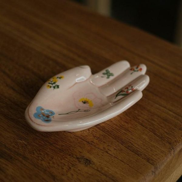 Trays & Storages | Decorative Glazed Porcelain Hand Sculpture Trinket Decor Trays & Storages