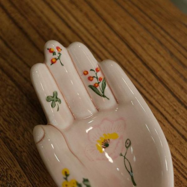 Trays & Storages | Decorative Glazed Porcelain Hand Sculpture Trinket Decor Trays & Storages