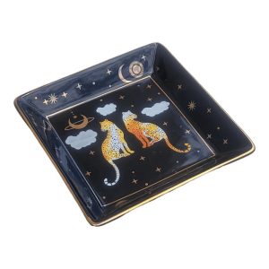 Trays & Storages | Gold Gilded Leopards In The Sky Square Porcelain Trinket Decorative Tray Decor Trays & Storages