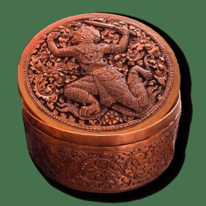 Trays & Storages | Mini Hand Engraved Solid Brass Niello Round Betel Box – Hanuman Decor Trays & Storages