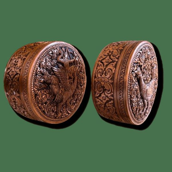 Trays & Storages | Mini Hand Engraved Solid Brass Niello Round Betel Box – Singha Decor Trays & Storages