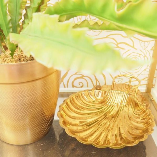 Trays & Storages | Vintage Brass Sea Shell Trinket Tray – Large Decor Trays & Storages