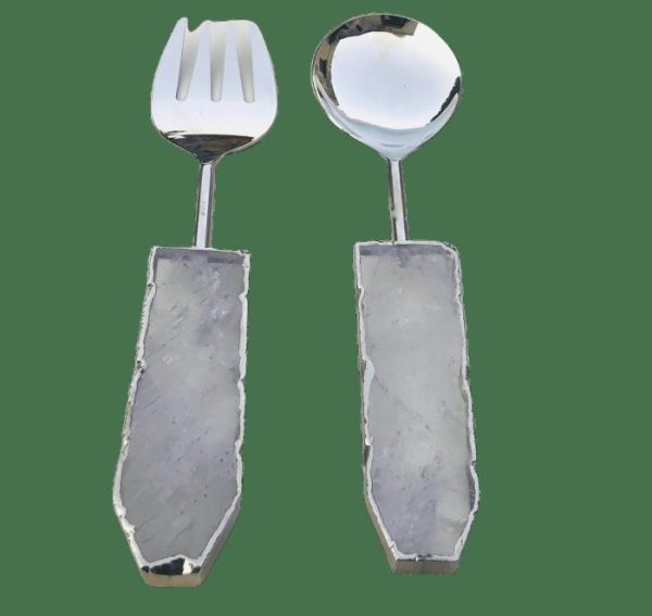 Utensils & Tools | Clear Quartz Agate Salad Server – Set Of 2 Kitchen Utensils & Tools