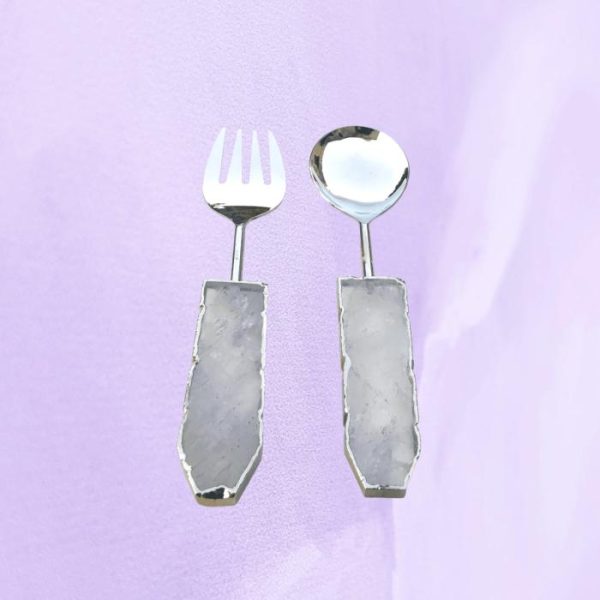 Utensils & Tools | Clear Quartz Agate Salad Server – Set Of 2 Kitchen Utensils & Tools