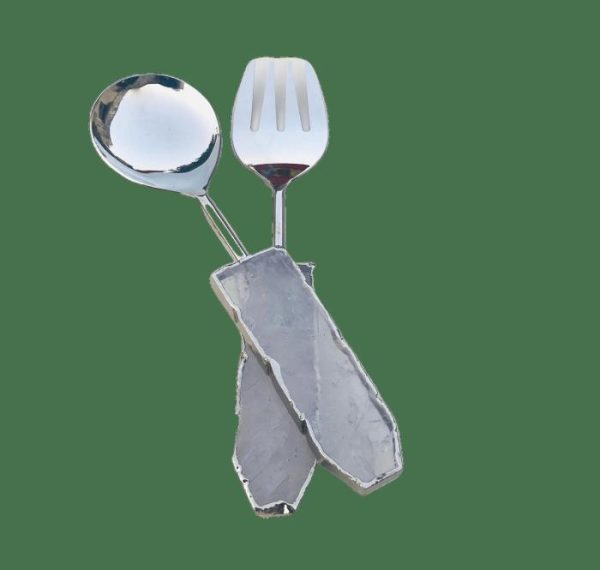 Utensils & Tools | Clear Quartz Agate Salad Server – Set Of 2 Kitchen Utensils & Tools