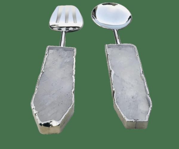 Utensils & Tools | Clear Quartz Agate Salad Server – Set Of 2 Kitchen Utensils & Tools