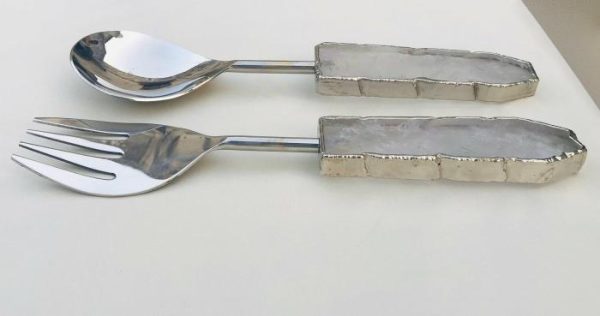 Utensils & Tools | Clear Quartz Agate Salad Server – Set Of 2 Kitchen Utensils & Tools