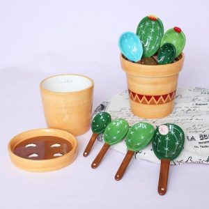 Utensils & Tools | Floral Cactus Ceramic Measuring Spoon Set Kitchen Utensils & Tools