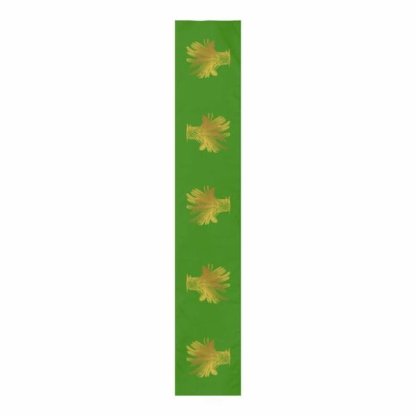 Utensils & Tools | Golden Palm Trees Green Table Runner, 90” × 16” Kitchen Table Linens