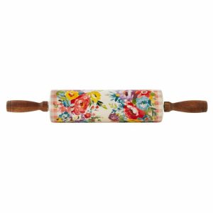 Utensils & Tools | Sweet Romance Blossoms Ceramic Rolling Pin With Acacia Wood Handles Kitchen Utensils & Tools