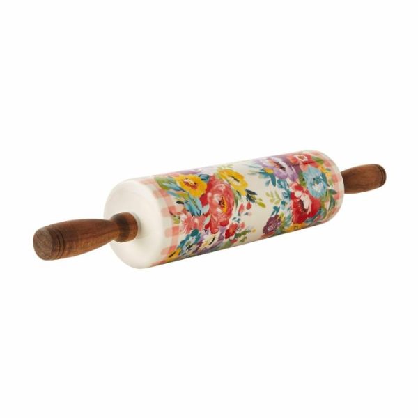 Utensils & Tools | Sweet Romance Blossoms Ceramic Rolling Pin With Acacia Wood Handles Kitchen Utensils & Tools