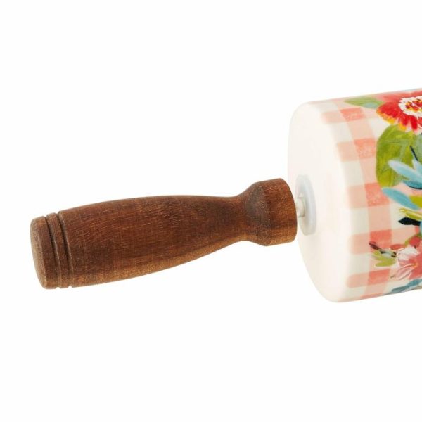 Utensils & Tools | Sweet Romance Blossoms Ceramic Rolling Pin With Acacia Wood Handles Kitchen Utensils & Tools