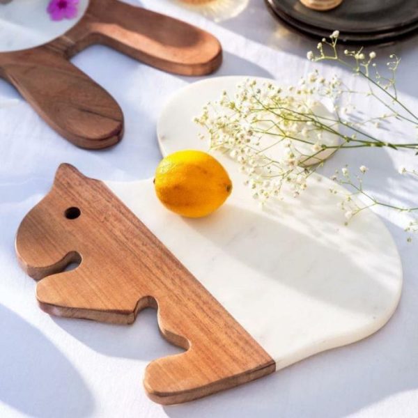 Utensils & Tools | Wood And Marble Squirrel Platter Board Tray Kitchen Utensils & Tools