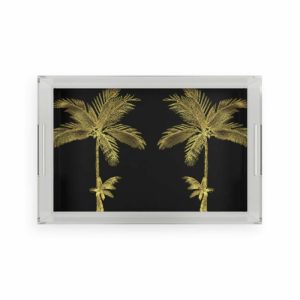 Utensils & Tools | Golden Palm Trees Acrylic Serving Tray, 11" x 17" Kitchen Serveware