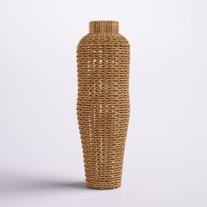 Vases & Jars | Tulip Water Hyacinth & Rattan Table Vase, 30" H x 9" W x 9" D Decor Vases & Jars