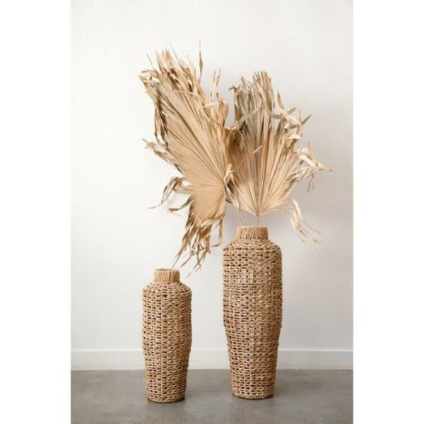 Vases & Jars | Tulip Water Hyacinth & Rattan Table Vase, 30" H x 9" W x 9" D Decor Vases & Jars