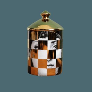 Vases & Jars | Gold Checker Lina Cavalieri Ceramic Aromatherapy Candle Jar With Lid Decor Vases & Jars