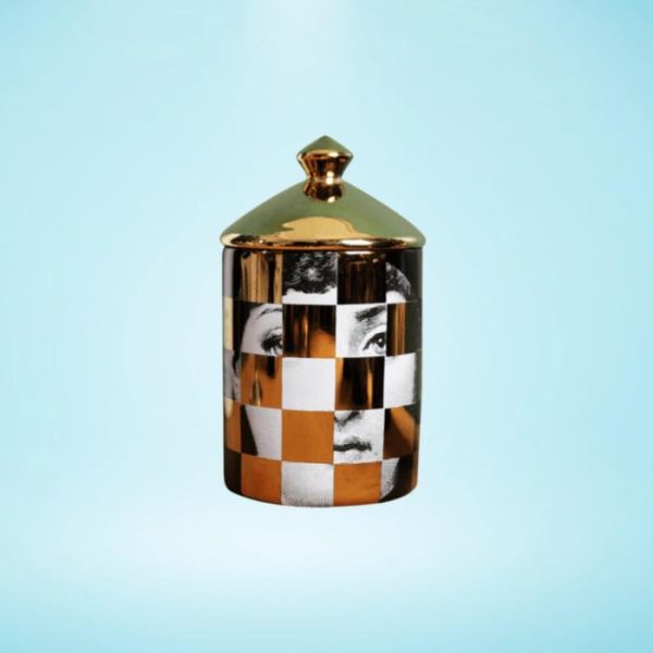 Vases & Jars | Gold Checker Lina Cavalieri Ceramic Aromatherapy Candle Jar With Lid Decor Vases & Jars