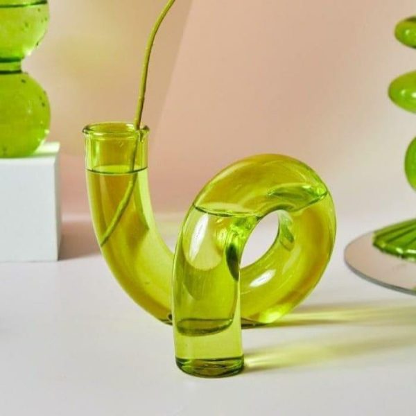 Vases & Jars | Ninia Collection Of Green Glass Candle Holders Decor Vases & Jars