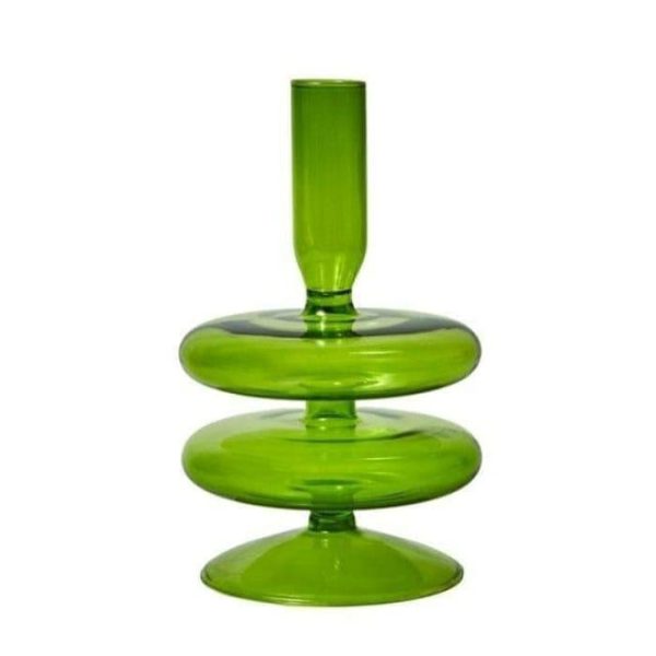 Vases & Jars | Ninia Collection Of Green Glass Candle Holders Decor Vases & Jars