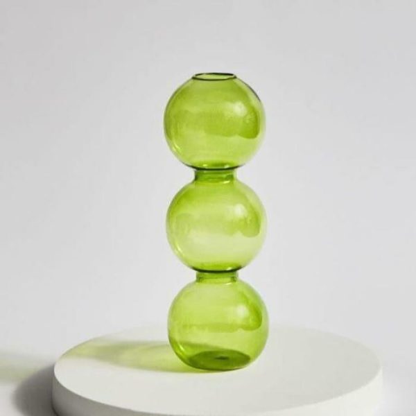 Vases & Jars | Ninia Collection Of Green Glass Candle Holders Decor Vases & Jars