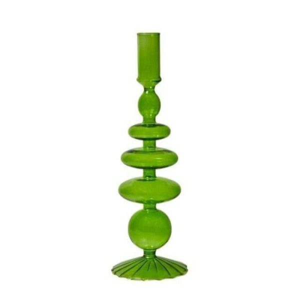 Vases & Jars | Ninia Collection Of Green Glass Candle Holders Decor Vases & Jars