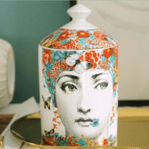 Vases & Jars | Red Floral Lina Cavalieri Ceramic Aromatherapy Candle Jar With Lid Decor Vases & Jars