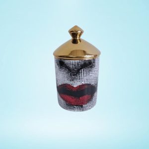 Vases & Jars | Red Lip Ceramic Aromatherapy Candle Jar With Gold Lid Decor Vases & Jars