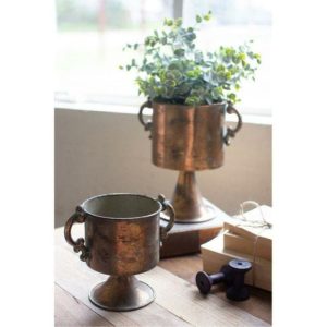 Vases & Jars | Vintage Inspired Coppered Vase With Handles – Set Of 2 Decor Vases & Jars