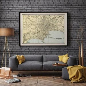 Vintage Wall Art | 1901 Naples Map Print, Canvas Print Wall Art, 32×36 inches Vintage Wall Art Vintage Wall Art