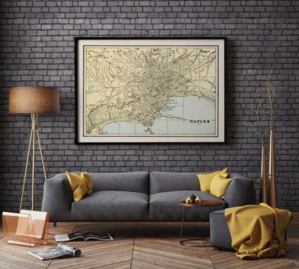 Vintage Wall Art | 1901 Naples Map Print, Canvas Print Wall Art, 32×36 inches Vintage Wall Art Vintage Wall Art