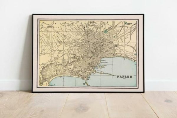 Vintage Wall Art | 1901 Naples Map Print, Canvas Print Wall Art, 32×36 inches Vintage Wall Art Vintage Wall Art