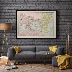 Vintage Wall Art | 1901 Stockholm Map Print, Canvas Print Wall Art, 24×28 inches Vintage Wall Art Vintage Wall Art