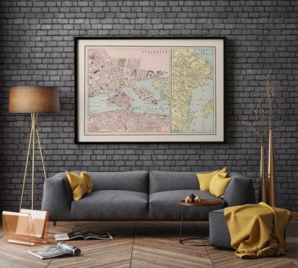 Vintage Wall Art | 1901 Stockholm Map Print, Canvas Print Wall Art, 24×28 inches Vintage Wall Art Vintage Wall Art