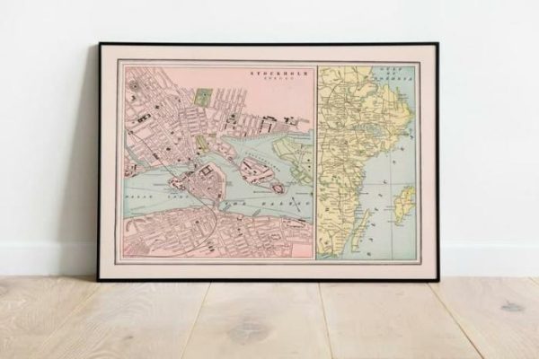 Vintage Wall Art | 1901 Stockholm Map Print, Canvas Print Wall Art, 24×28 inches Vintage Wall Art Vintage Wall Art