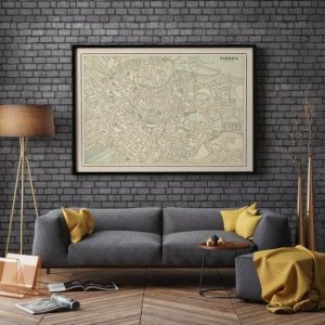 Vintage Wall Art | 1901 Vienna Map Print, Canvas Print Wall Art, 16×18 inches Vintage Wall Art Vintage Wall Art