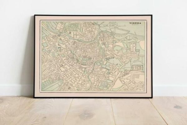 Vintage Wall Art | 1901 Vienna Map Print, Canvas Print Wall Art, 16×18 inches Vintage Wall Art Vintage Wall Art