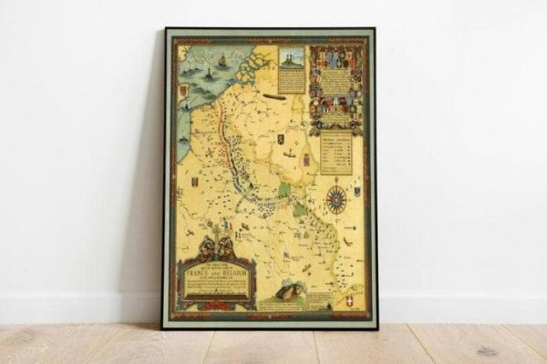 Vintage Wall Art | 1918 World War 1 Map Print, Poster Print, 12×12 inches Vintage Wall Art Vintage Wall Art