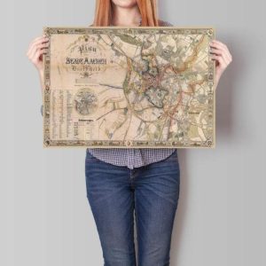 Vintage Wall Art | Aachen City Map Wall Print, Framed Map Wall Decor, 20×30 inches Vintage Wall Art Vintage Wall Art