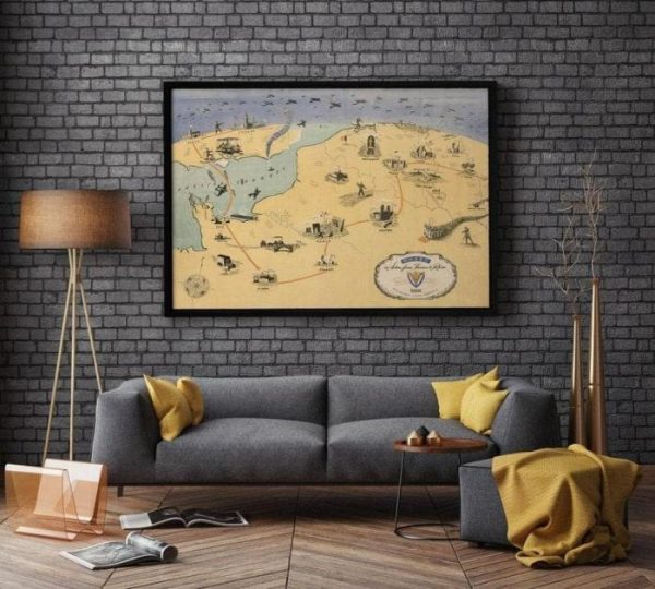 Vintage Wall Art | Adsec In Action From Thames To Rhine In World War 2, Vintage World War 2 Military Map Print, 20×28 inches Vintage Wall Art Vintage Wall Art