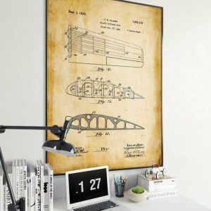 Vintage Wall Art | Airplane Patent Print, Framed Art Print, 12×16 inches Vintage Wall Art Vintage Wall Art