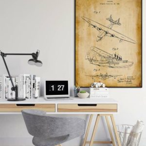 Vintage Wall Art | Airplane Patent Print, Framed Art Print, 20×28 inches Vintage Wall Art Vintage Wall Art