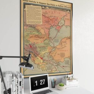 Vintage Wall Art | Allied Activity In Aegean Sea Points To Balkan Offensive 1943, Pictorial Map Of World War Ii, 28×40 inches Vintage Wall Art Vintage Wall Art