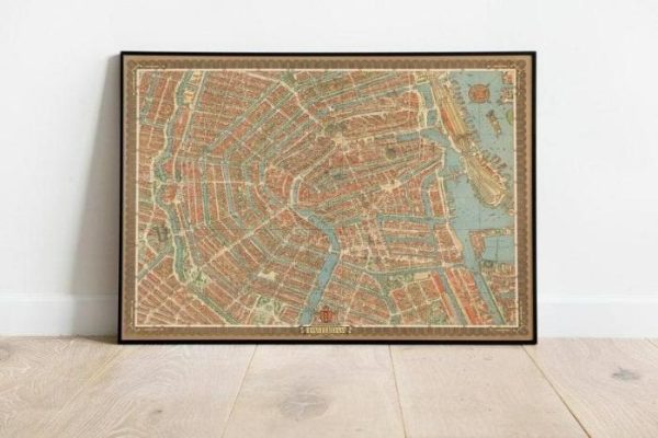 Vintage Wall Art | Amsterdam Map Print, Art History, 16×20 inches Vintage Wall Art Vintage Wall Art