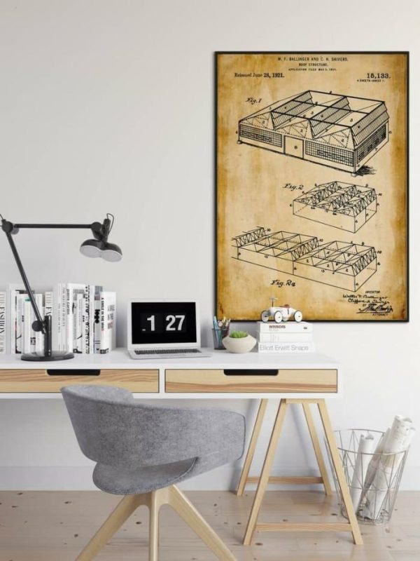 Vintage Wall Art | Architecture Patent Print, Framed Art Print, 12×16 inches Vintage Wall Art Vintage Wall Art