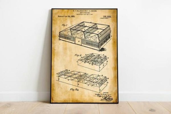 Vintage Wall Art | Architecture Patent Print, Framed Art Print, 12×16 inches Vintage Wall Art Vintage Wall Art